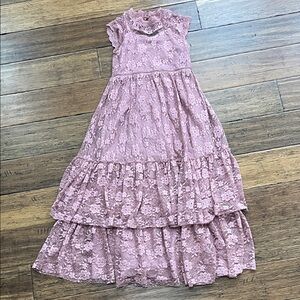 Joyfolie Mauve Lace Tiered Kids Dress
